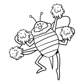 Cheerleader cartoon drawing black and white clipart