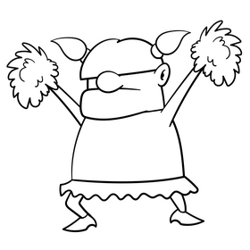 Cheerleader cartoon drawing black and white clipart