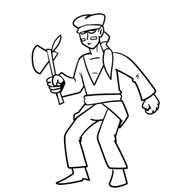 Native American cartoon drawing black and white clipart