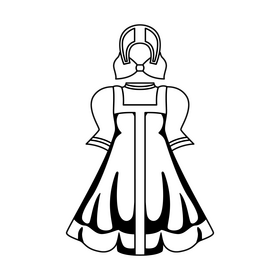 Sarafan russian folk costume black and white clipart
