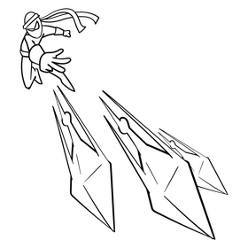 Ninja cartoon drawing black and white clipart