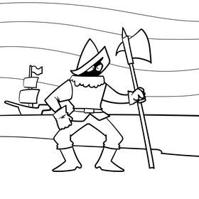 Pioneer cartoon drawing black and white vector