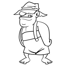 Redneck cartoon drawing black and white clipart
