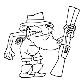 Redneck cartoon drawing black and white clipart