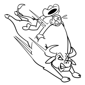 Rodeo cartoon black and white clipart