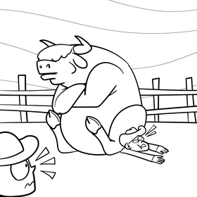 Rodeo cartoon drawing black and white vector