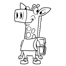 School kids cartoon drawing black and white clipart