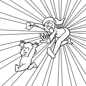 Babysitter cartoon drawing black and white vector