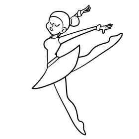 Ballet dancer cartoon drawing black and white clipart