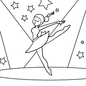 Ballet dancer cartoon drawing black and white vector