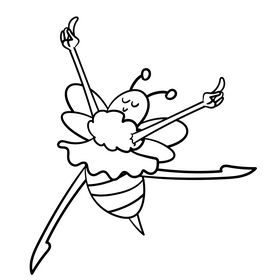 Ballet dancer cartoon drawing black and white clipart