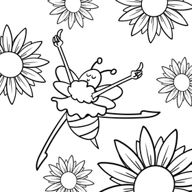 Ballet dancer cartoon drawing black and white vector