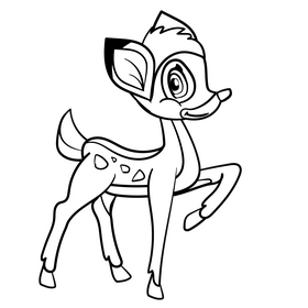 Bambi cartoon drawing black and white clipart