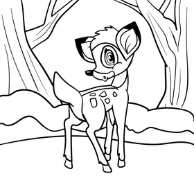 Bambi cartoon drawing black and white vector