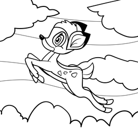 Bambi cartoon drawing black and white vector