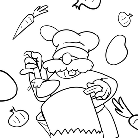 Chef cartoon drawing black and white vector