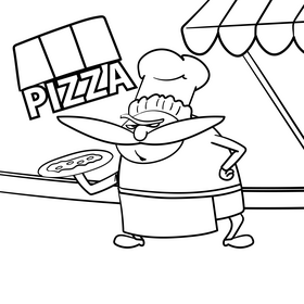 Chef cartoon drawing black and white vector