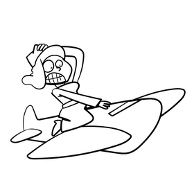 Flight Attendant cartoon drawing black and white clipart