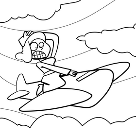 Flight Attendant cartoon drawing black and white vector