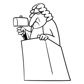 Lawyer cartoon drawing black and white clipart