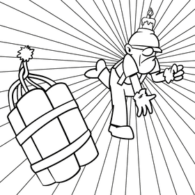 Miner cartoon drawing black and white vector
