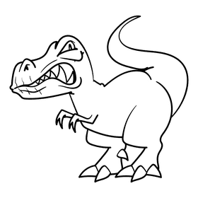 Tyrannosaurus cartoon drawing black and white clipart