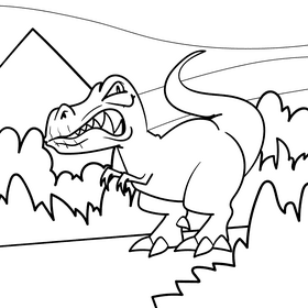 Tyrannosaurus cartoon drawing black and white vector