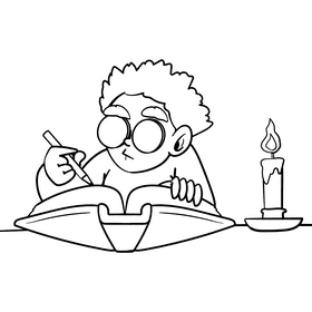 Writer cartoon drawing black and white vector