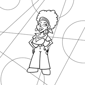 African american cartoon drawing black and white vector