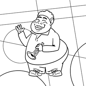 African american cartoon drawing black and white vector