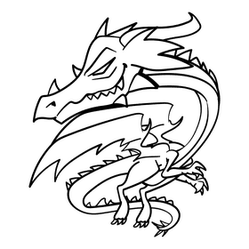 Dragon cartoon drawing black and white clipart