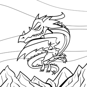Dragon cartoon drawing black and white vector