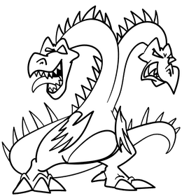 Dragon cartoon drawing black and white clipart
