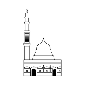 Al Masjid an Nabawi black and white clipart