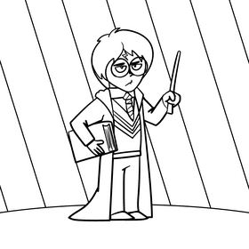 Harry potter cartoon drawing black and white vector
