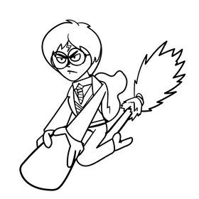 Harry potter cartoon drawing black and white clipart