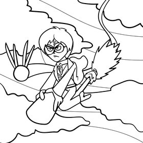 Harry potter cartoon drawing black and white vector