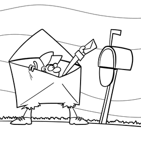 Postman cartoon drawing black and white vector