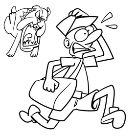 Postman cartoon drawing black and white clipart