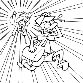 Postman cartoon drawing black and white vector