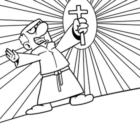 Priest cartoon drawing black and white vector