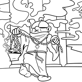 Priest cartoon drawing black and white vector