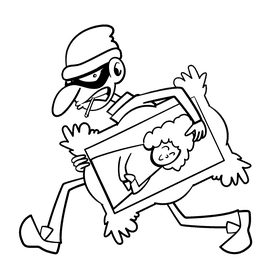 Robber cartoon drawing black and white clipart