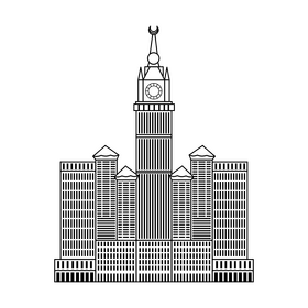 Abraj Al Bait clock tower black and white clipart
