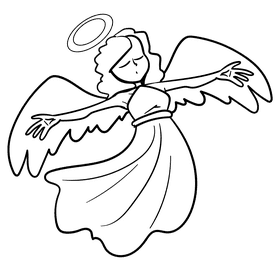Angel cartoon drawing black and white clipart