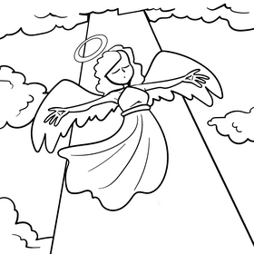Angel cartoon drawing black and white vector