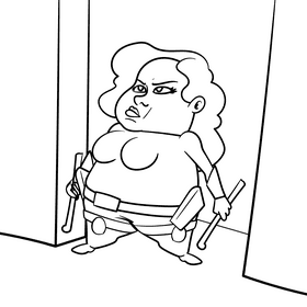Black widow cartoon drawing black and white vector