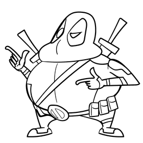 Deadpool cartoon drawing black and white clipart