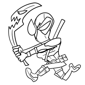 Deadpool cartoon drawing black and white clipart