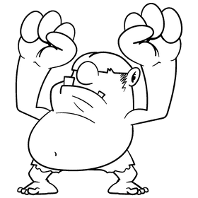 Hulk cartoon drawing black and white clipart